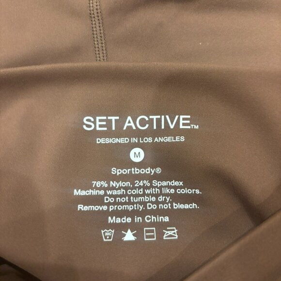 Set Active Women's Brown Top and Short Set Size S/M - Picture 2 of 4